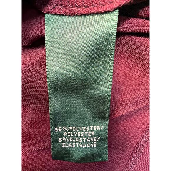 Lauren Ralph Lauren Women's Maroon 3/4 Sleeve Twist Front Jersey Dress Size 12 - Picture 7 of 9